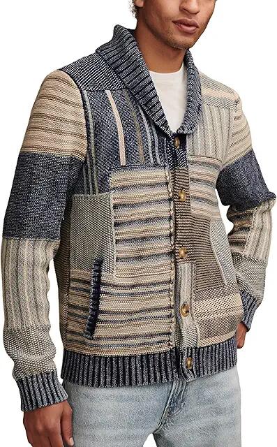 Lucky Brand Patchwork Shawl Cardigan (Denim Combo) Men's Sweater Cover