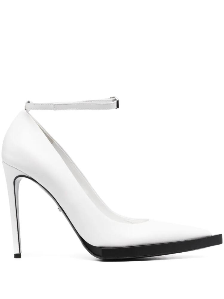 GCDS 110mm pointed leather pumps - White Cover