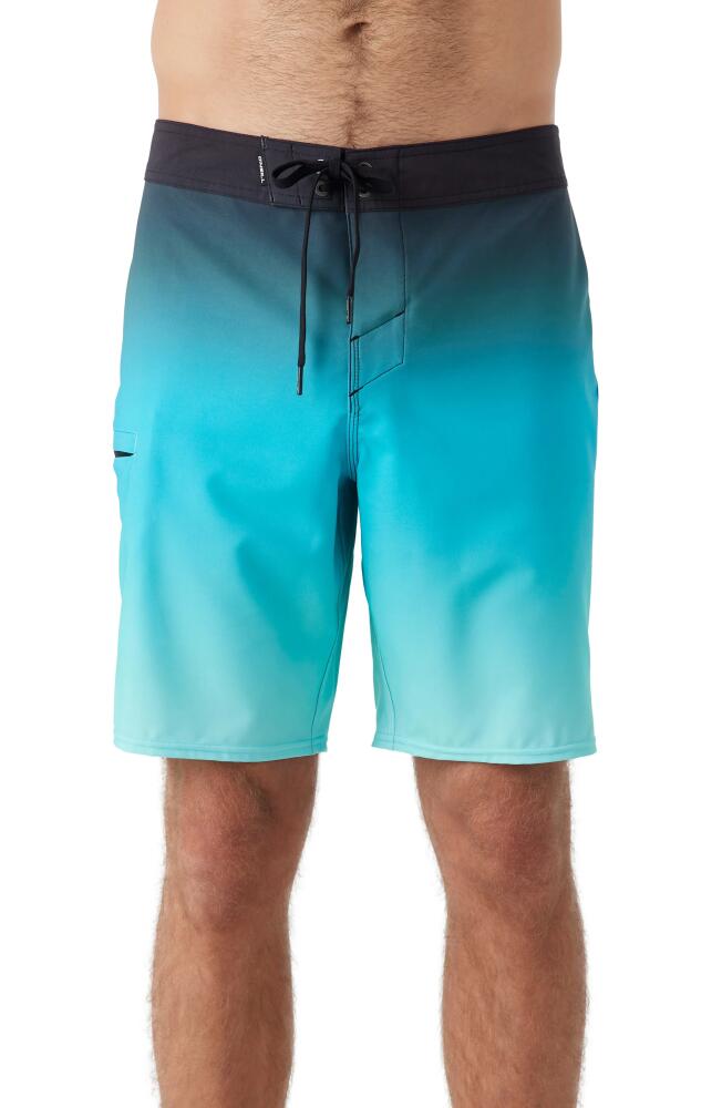 O'Neill Hyperfreak Heat Fade Swim Trunks in Peacock Blue Cover