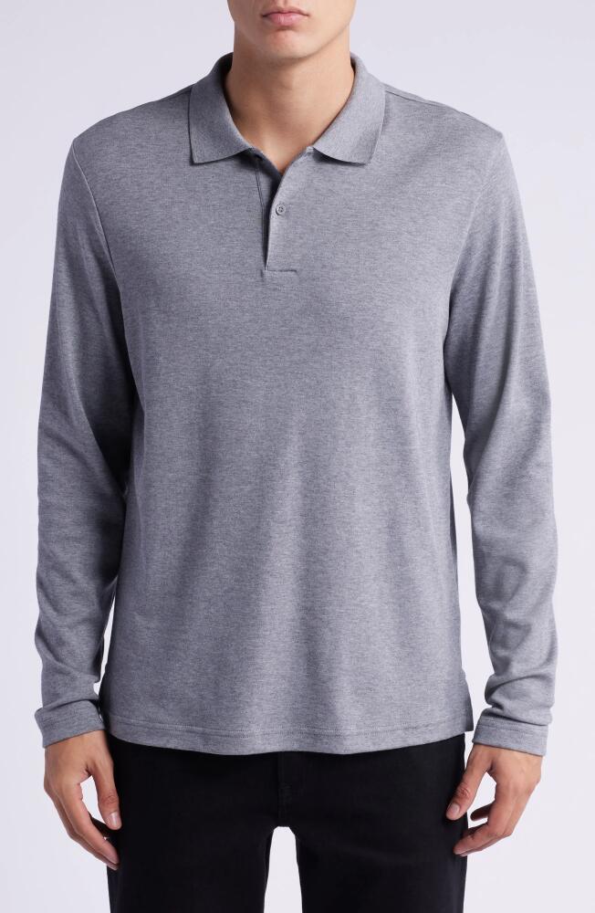 Nordstrom Pima Cotton Long Sleeve Polo in Dark Grey Heather Cover