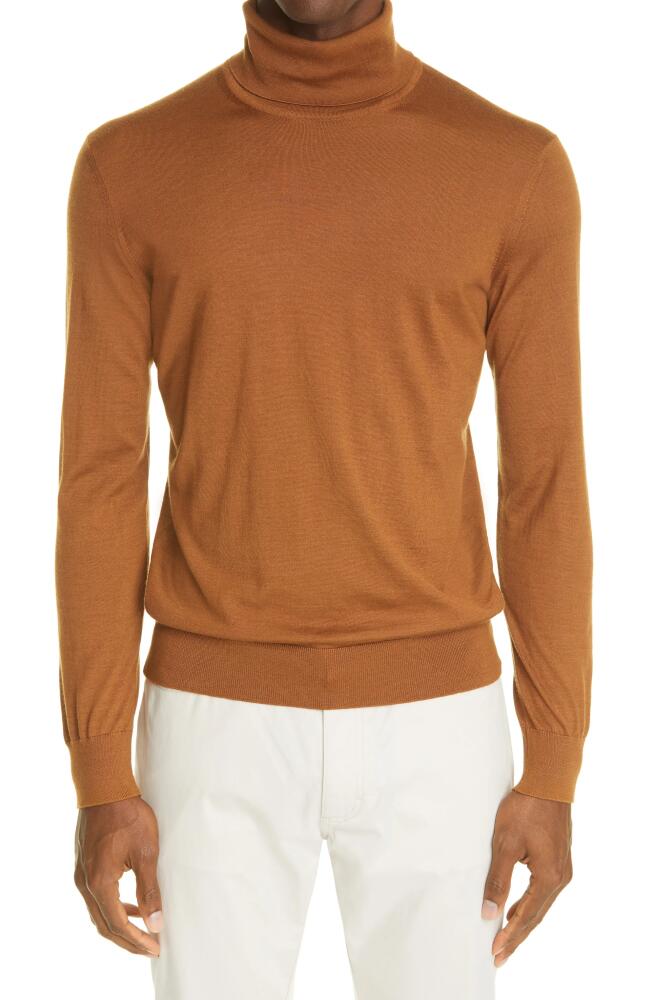 ZEGNA Cashseta Light Cashmere & Silk Turtleneck Sweater in Vicuna Cover