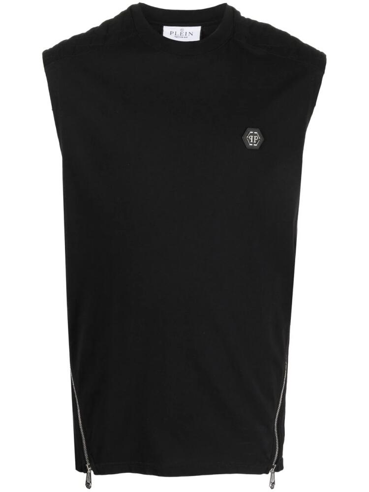 Philipp Plein Hexagon zip-detail quilted tank top - Black Cover