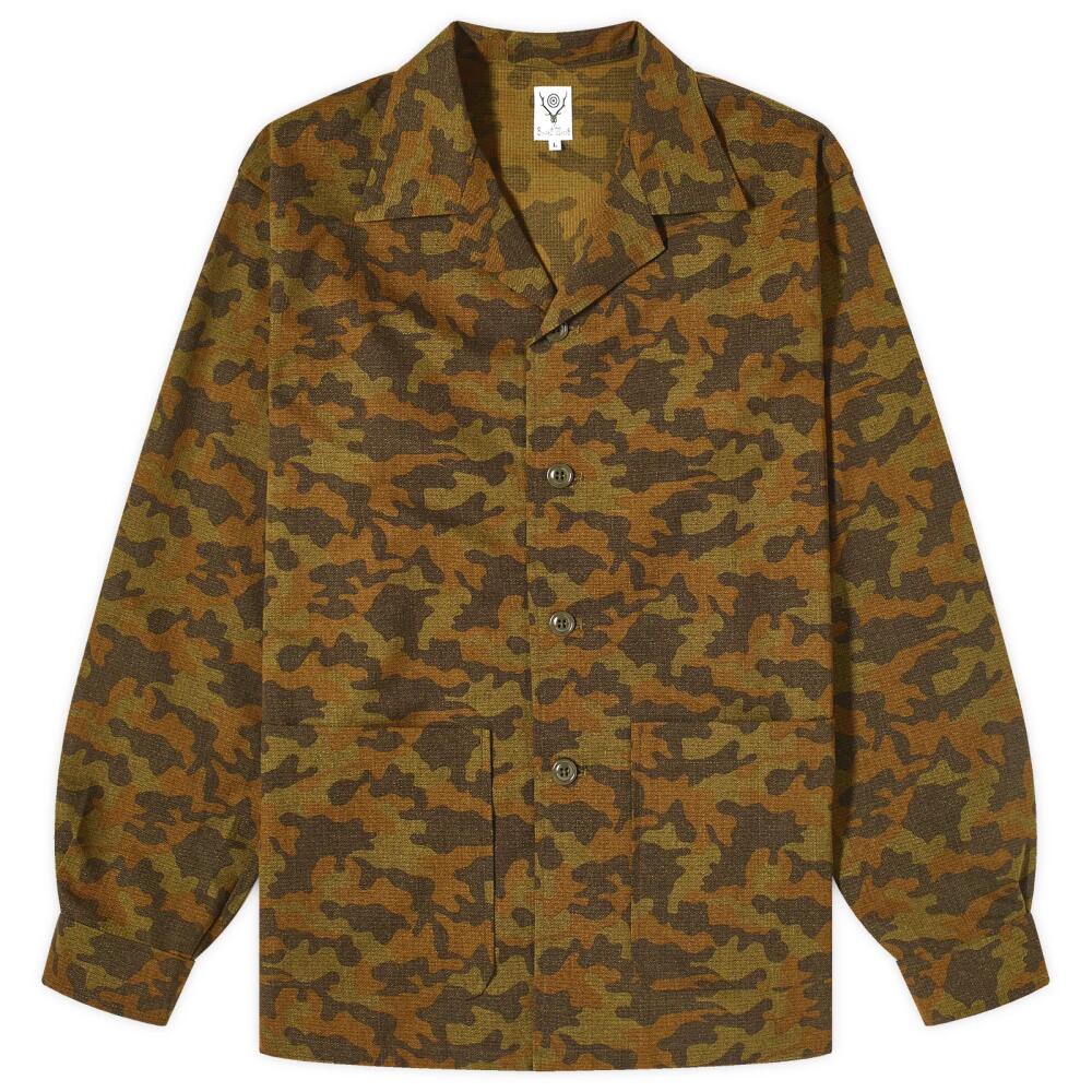 South2 West8 Men's Camouflage Pen Shirt in Olive Cover