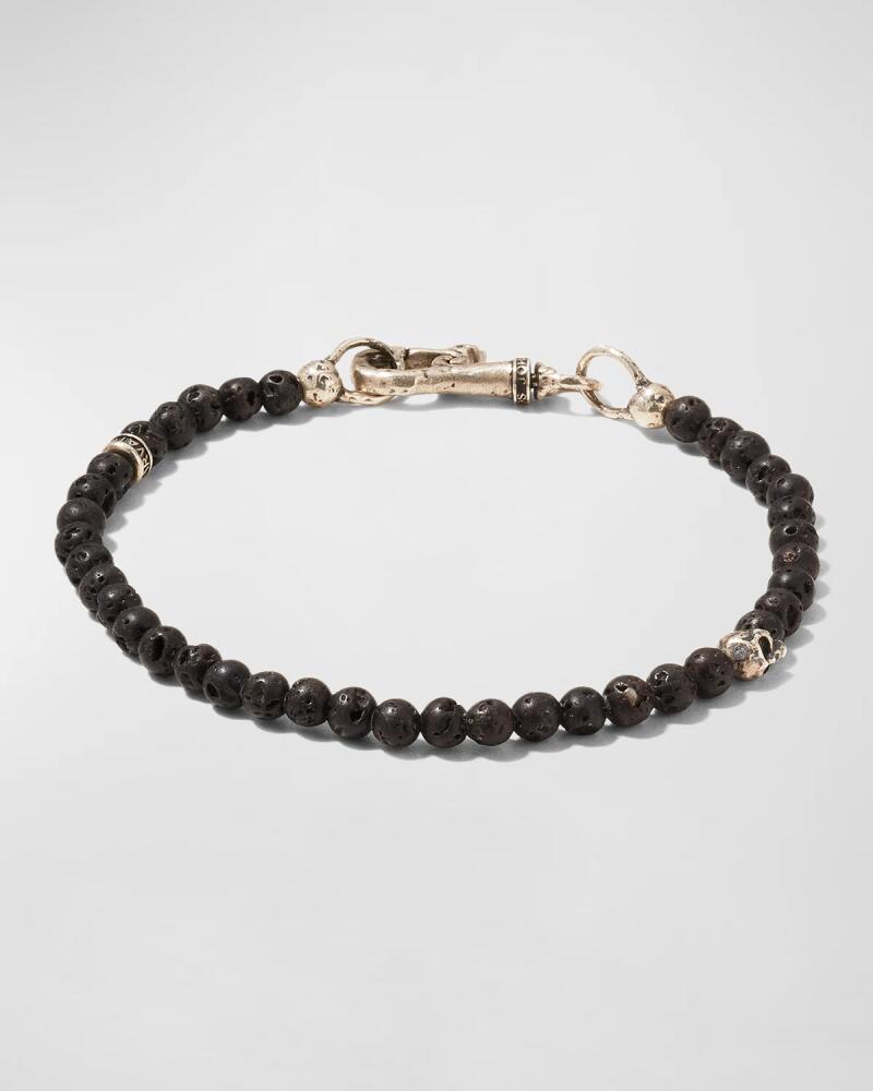 John Varvatos Men's Skull Lava Stone Beaded Bracelet Cover