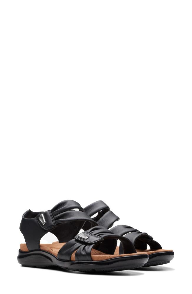 Clarks(r) Kitly Ave Sandal in Black Leather Cover