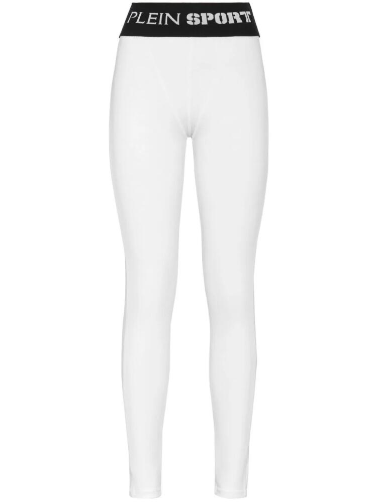 Plein Sport logo-waistband leggings - White Cover