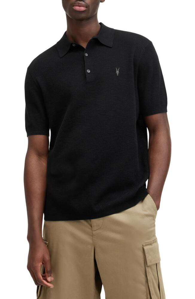 AllSaints Aubrey Ribbed Polo in Black Cover