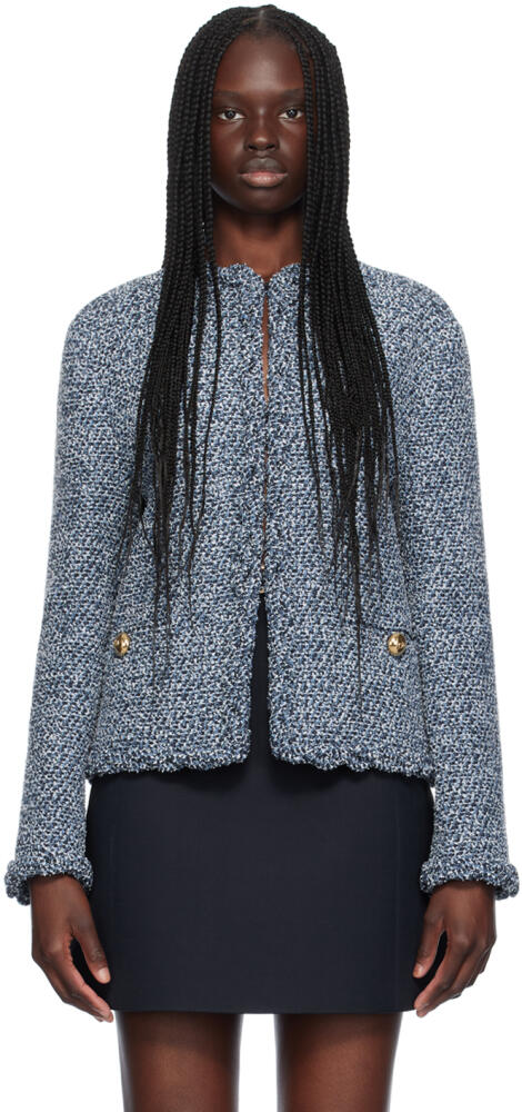 Valentino Blue Textured Tweed Jacket Cover