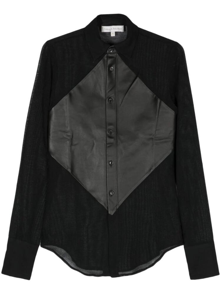 Ludovic de Saint Sernin contrasting-panels semi-sheer shirt - Black Cover