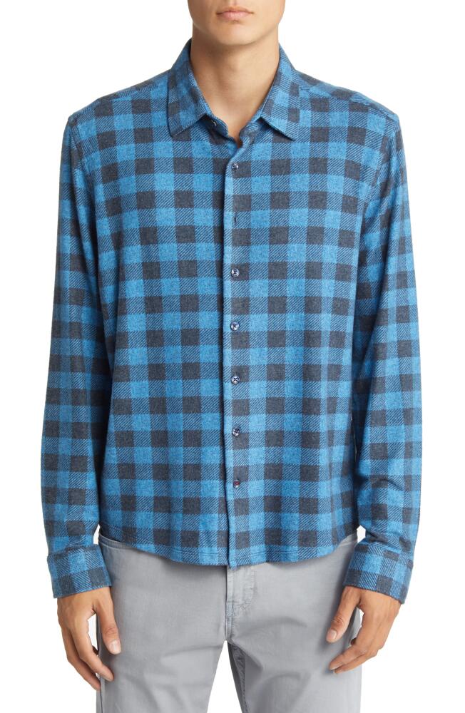 Stone Rose Dry Touch Performance Buffalo Check Fleece Button-Up Shirt in Blue Cover