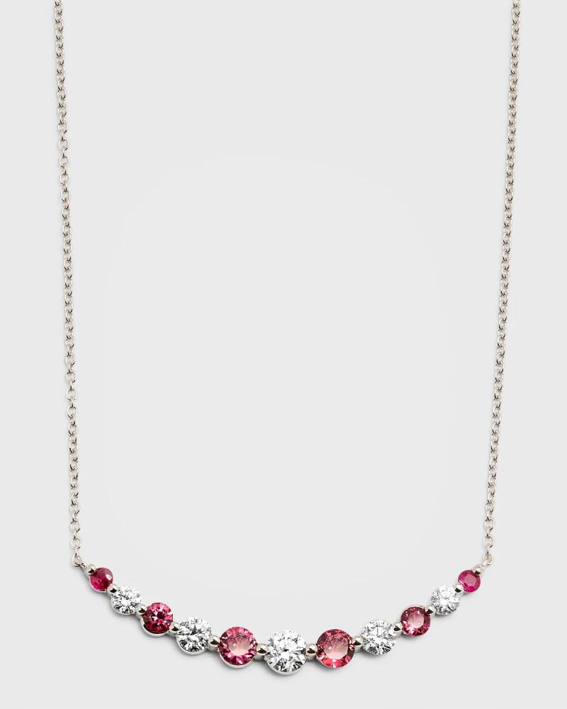 Neiman Marcus Diamonds 18K White Gold Round Ruby and Round Diamond GH/SI1 Smily Necklace, 18"L, 1.13tcw Cover