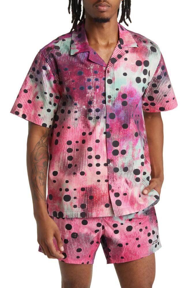 Saturdays NYC Canty Dots Short Sleeve Camp Shirt in Red Dahlia Cover