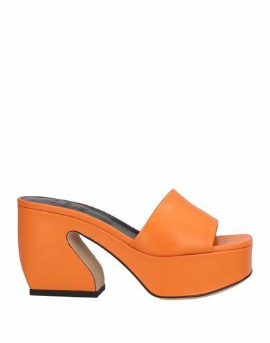 Si Rossi By Sergio Rossi Woman Sandals Orange Leather Cover