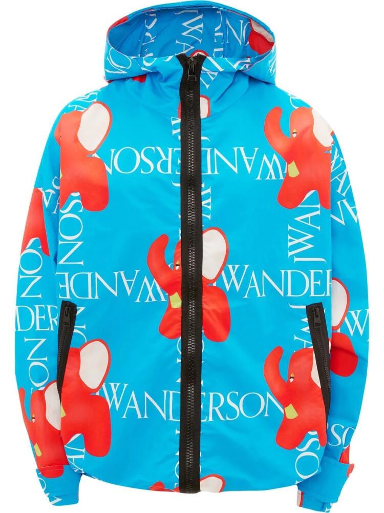 JW Anderson logo-print hooded jacket - Blue Cover