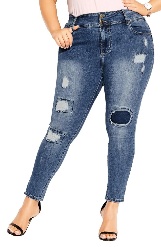 City Chic Patched Apple Skinny Jeans in Indigo Cover