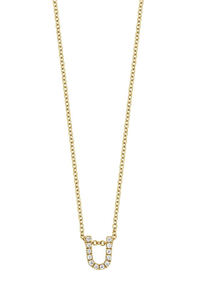 Bony Levy 18k Gold Pavé Diamond Initial Pendant Necklace in Yellow Gold - U Cover