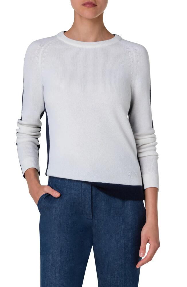 Akris Colorblock Cashmere Sweater in Ecru-Navy Cover