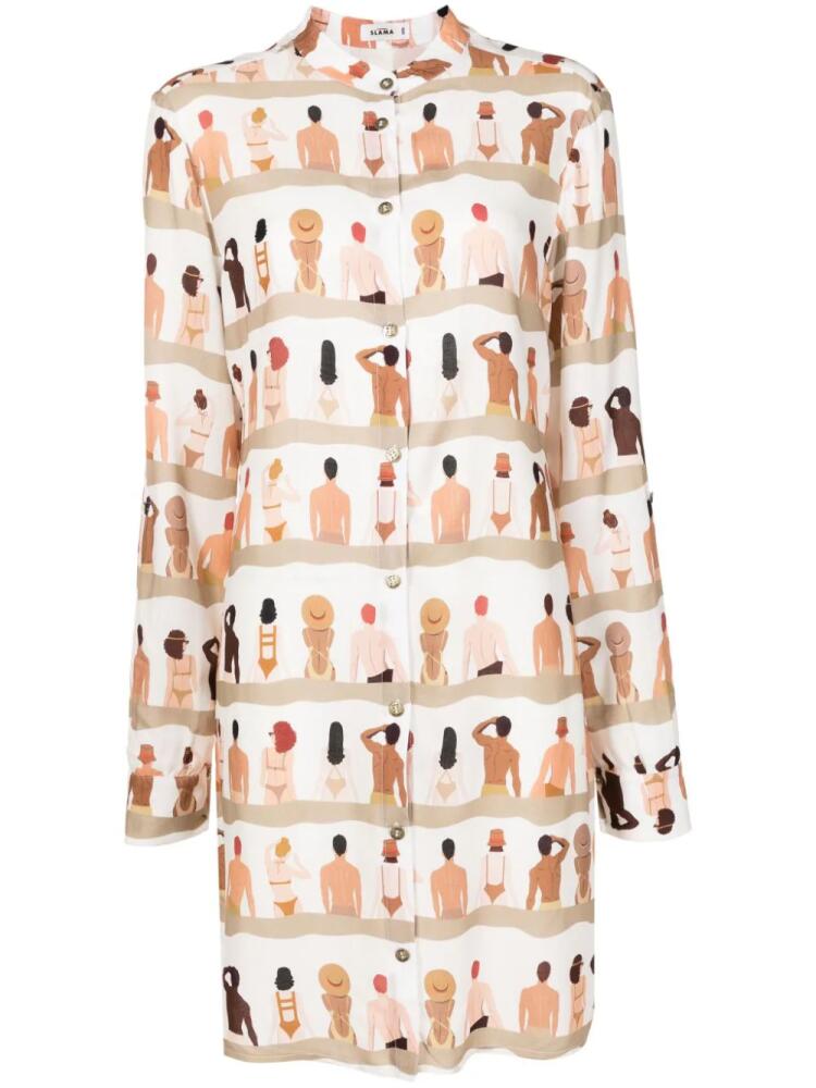 Amir Slama graphic-print shirt dress - Neutrals Cover