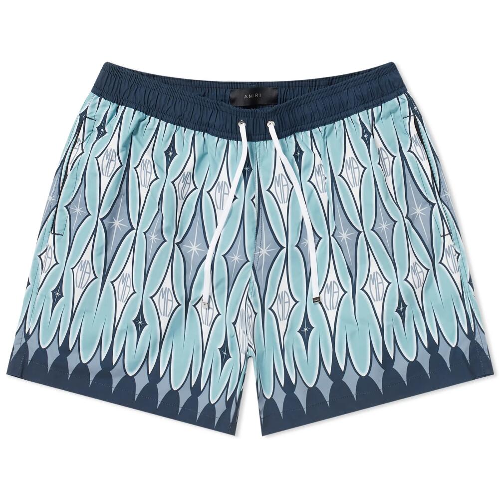 AMIRI Men's Argyle Swim Shorts in Aqua Cover