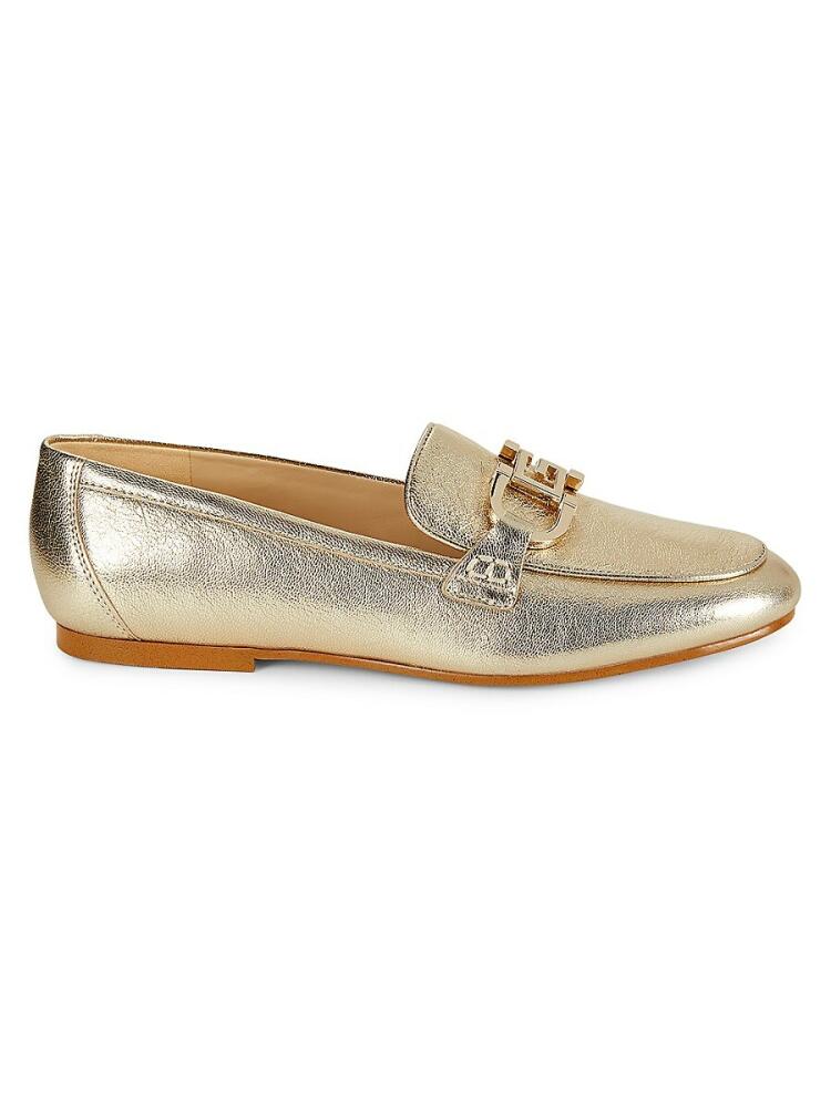 Guess Women's Goldtone Leather Bit Loafers - Gold Cover