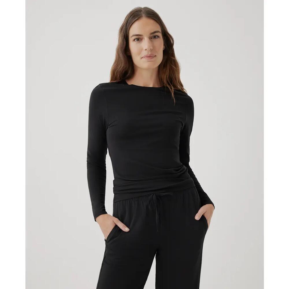 Pact Organic Cotton Cool Stretch Fitted Long Sleeve Tee in Black Cover