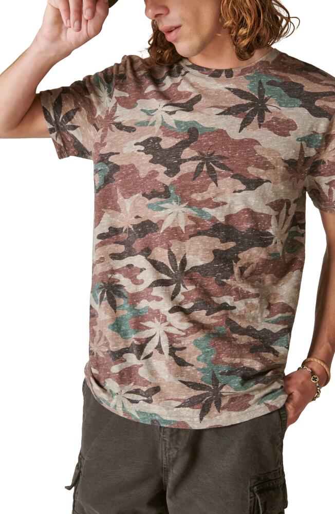 Lucky Brand Leaf Camo Print Cotton Blend T-Shirt in Grey Camo Multi Cover