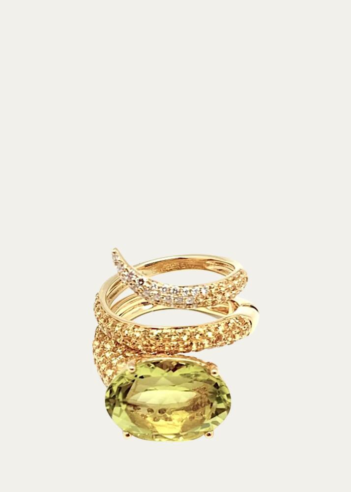 Stefere Yellow Ring From Convertible Collection in 18K Yellow Gold, Yellow Sapphires and Lemon Quartz, Size 6.5 and 7 Cover