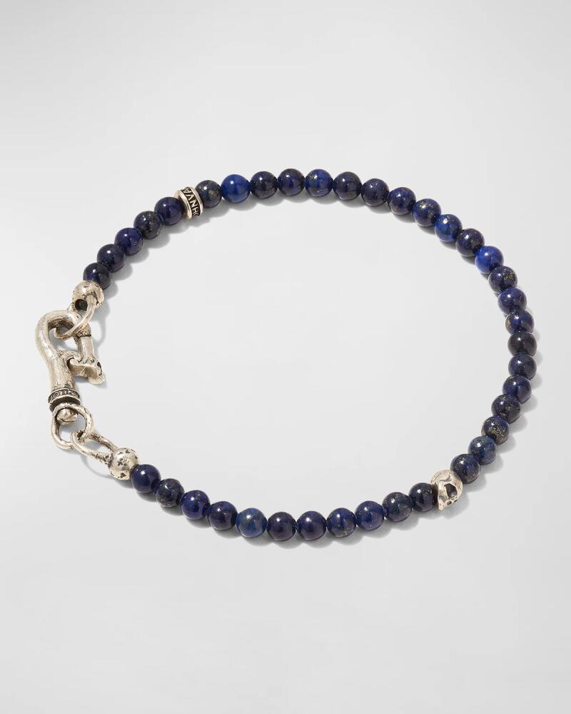 John Varvatos Men's Skull Lapis Beaded Bracelet Cover