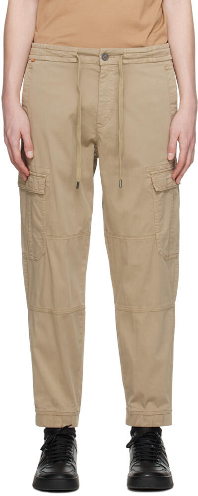 BOSS Beige Paneled Cargo Pants Cover