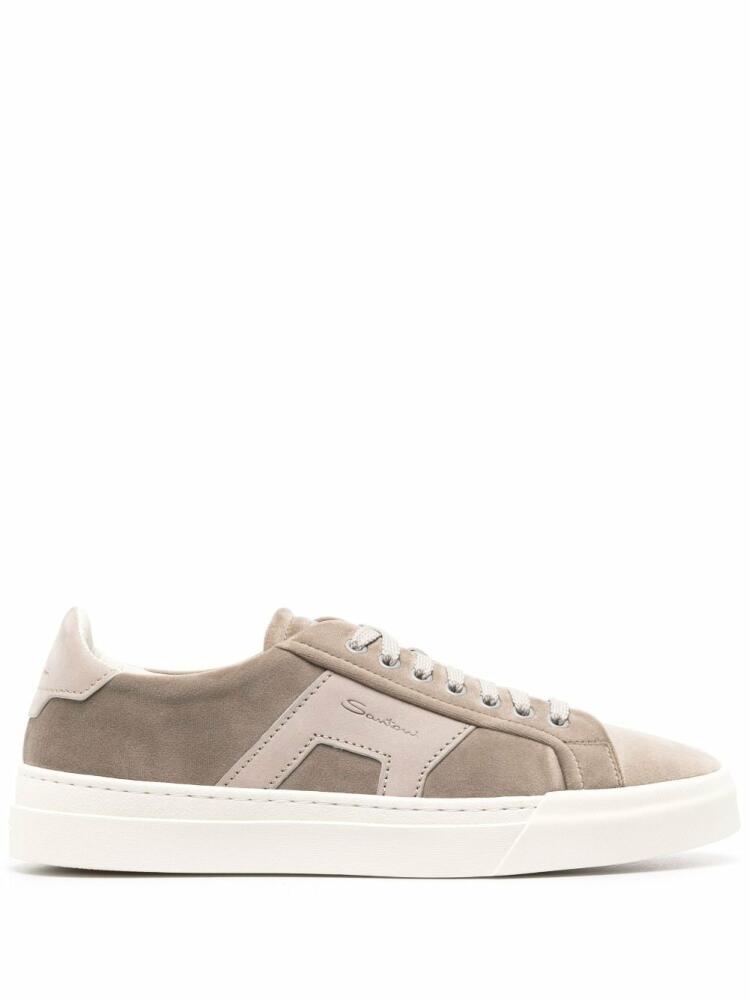 Santoni logo-debossed suede sneakers - Grey Cover