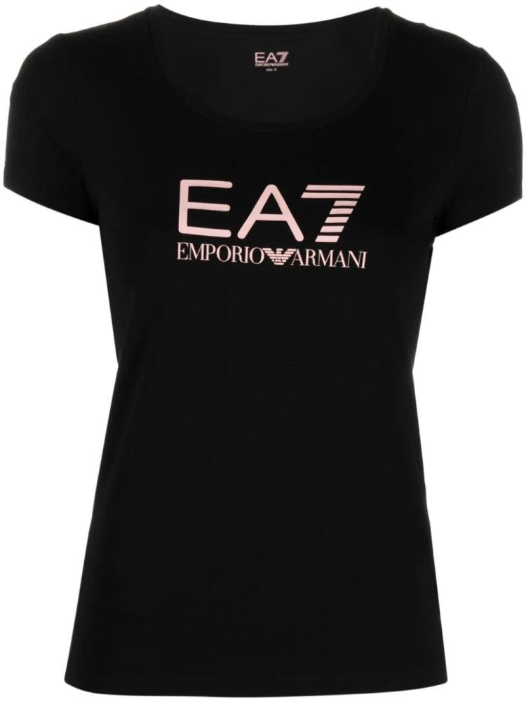 Ea7 Emporio Armani logo-print cotton T-shirt - Black Cover