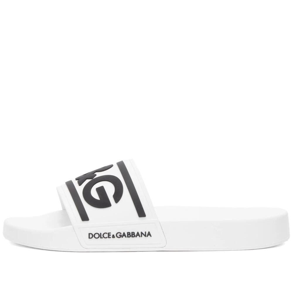 Dolce & Gabbana Men's Logo Slide in White/Blacl Cover