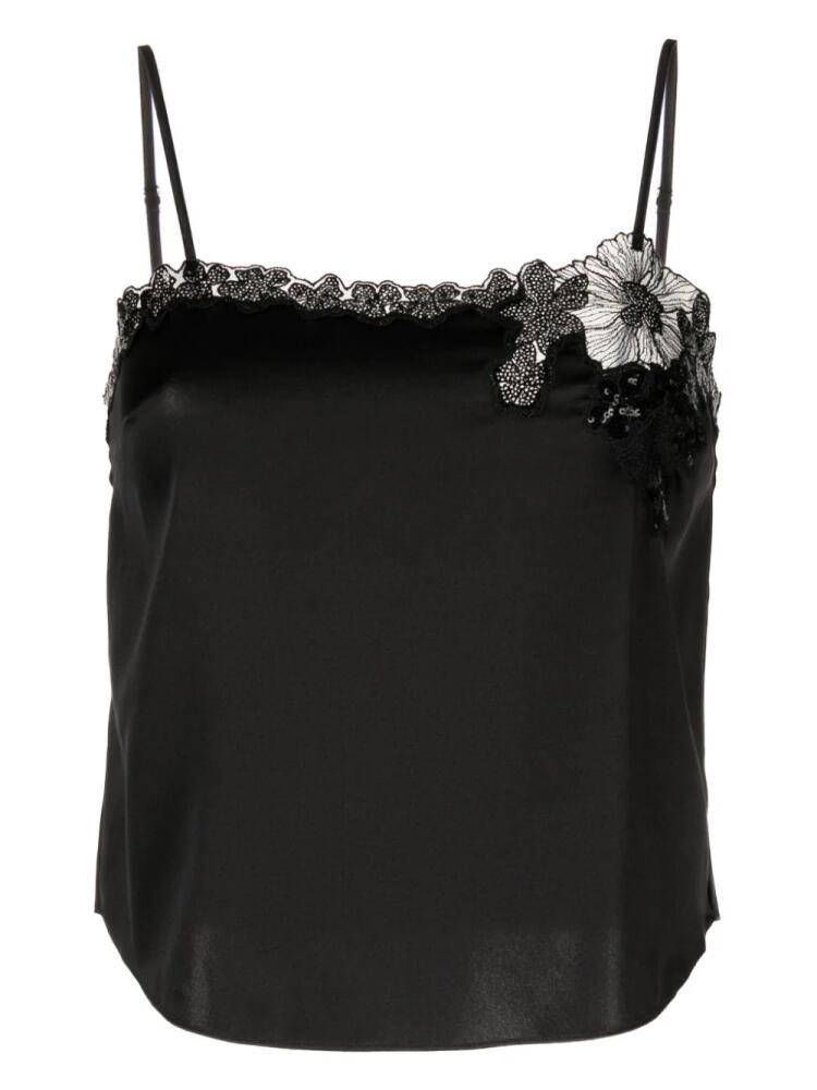 Fleur Du Mal Violet floral-appliqué embellished camisole - Black Cover