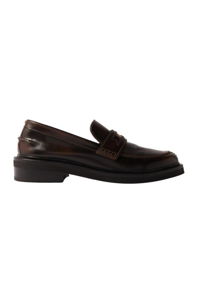 maje Brushed leather loafers in Dark Brown Cover