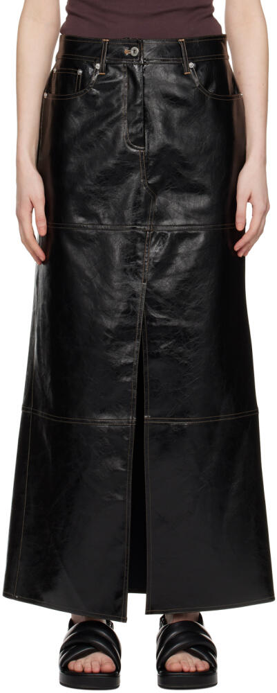 Stand Studio Black Francie Faux-Leather Maxi Skirt Cover