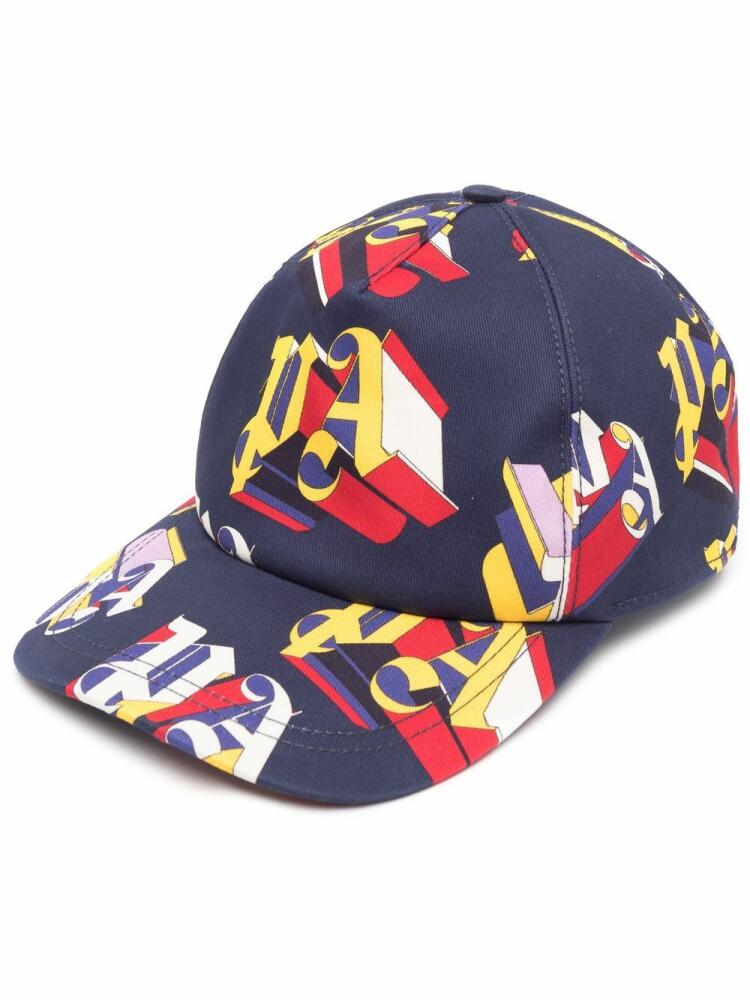 Palm Angels logo-print cotton cap - Blue Cover