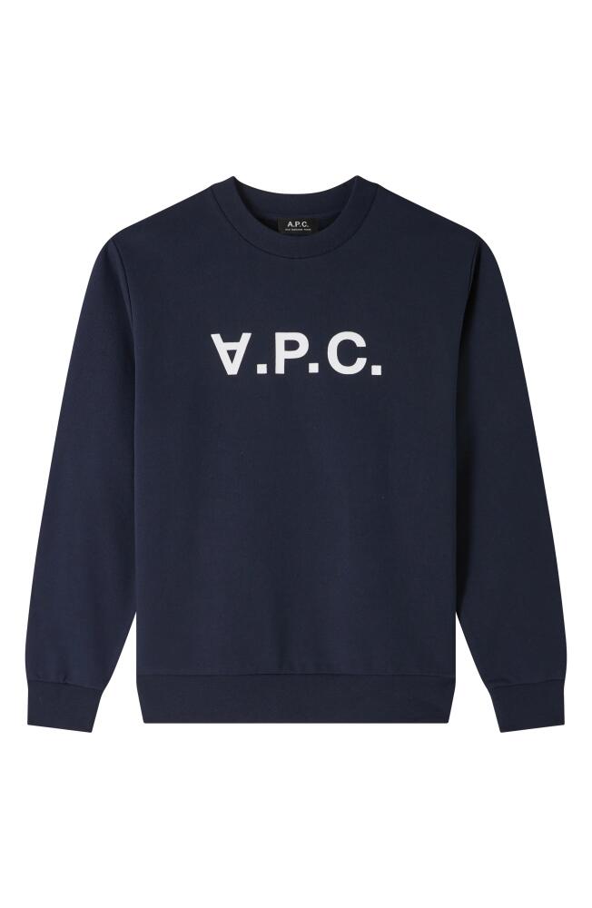 A.P.C. Grand V.P.C. Logo Sweatshirt in Dark Navy Ecru Cover