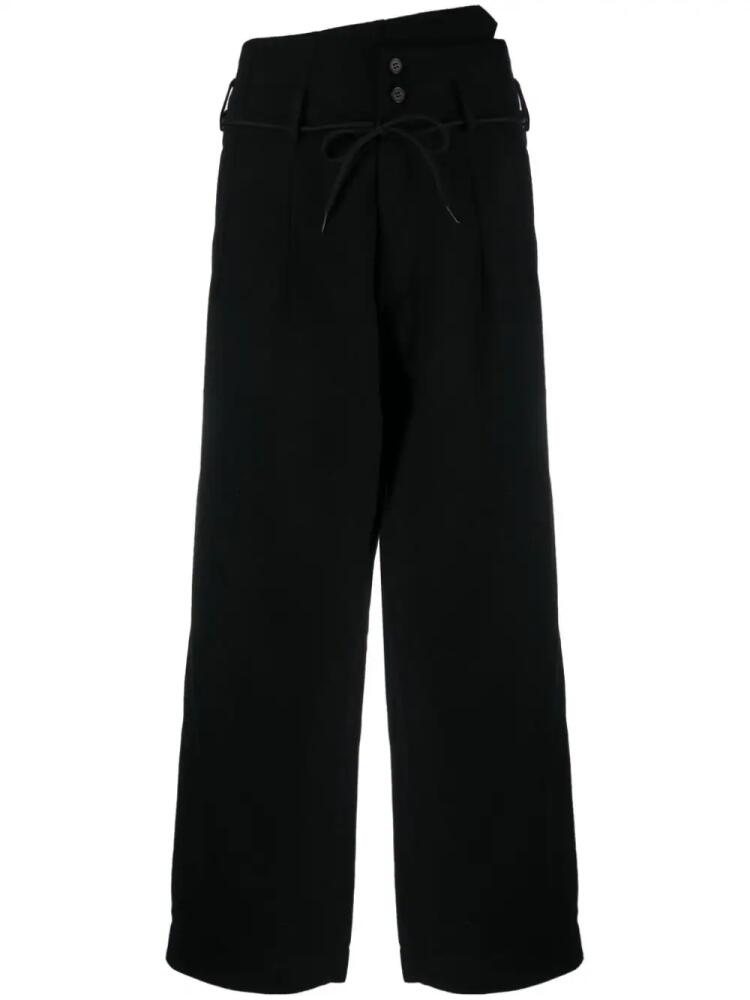 Y-3 box-pleat wide-leg trousers - Black Cover