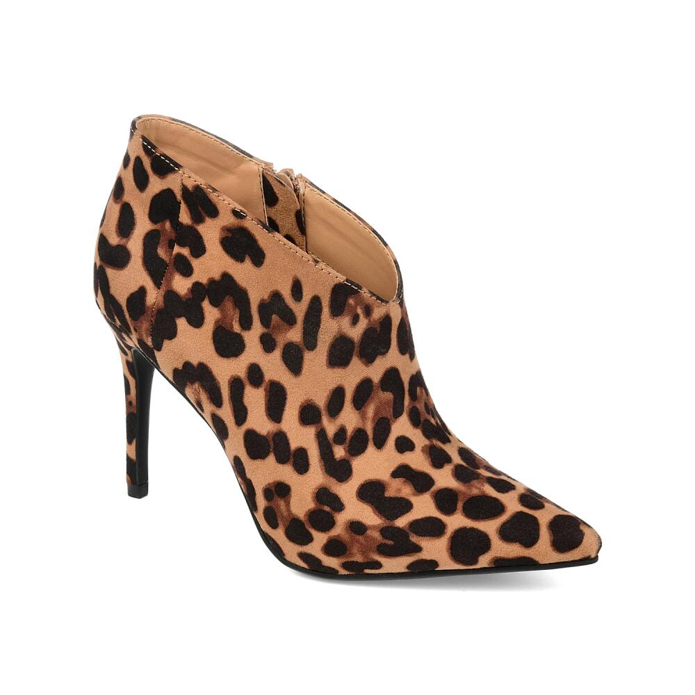 Journee Collection Demmi Bootie | Women's | Light Brown/Black Faux Suede Leopard Print Cover