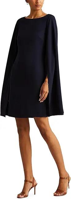 LAUREN Ralph Lauren Cape Georgette Cocktail Dress (Lighthouse Navy) Women's Dress Cover