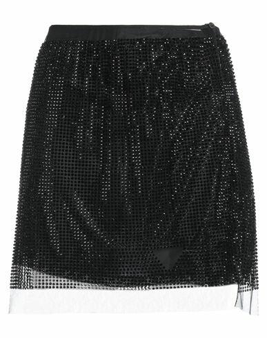 Prada Woman Mini skirt Black Cupro, Silk Cover