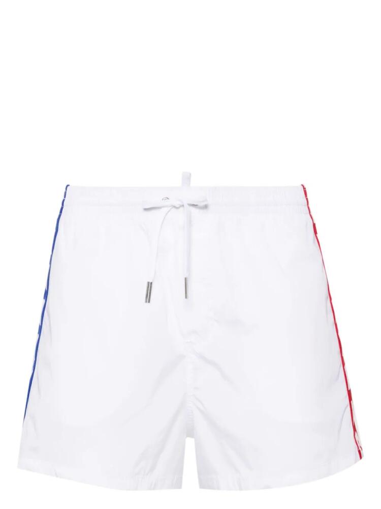 DSQUARED2 logo-tape drawstring swim shorts - White Cover