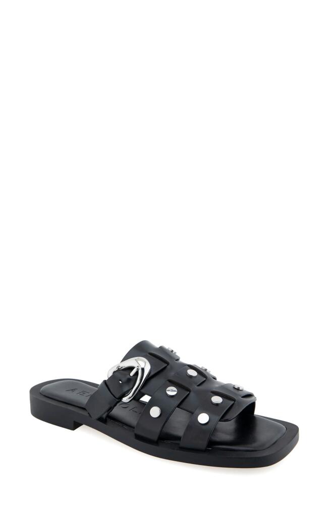 Aerosoles St. Mark's Slide Sandal in Black Leather Cover