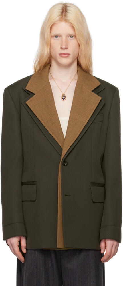 Bottega Veneta Brown Contrast Collar Blazer Cover