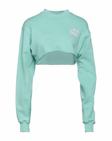 Livincool Woman Sweatshirt Light green Cotton Cover