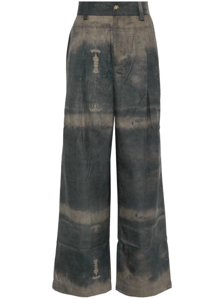 Feng Chen Wang abstract-pattern trousers - Brown Cover