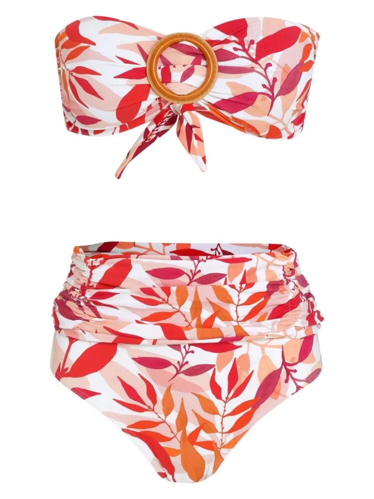 Brigitte Folhas-print bikini - White Cover