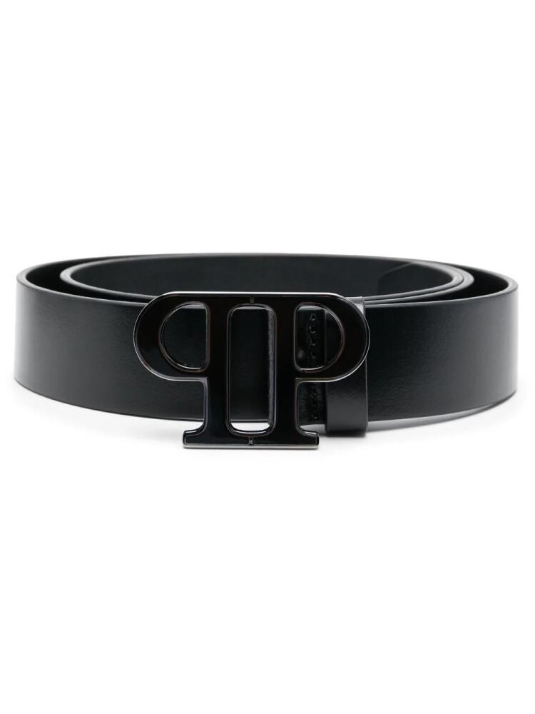 Philipp Plein logo-buckle leather belt - Black Cover