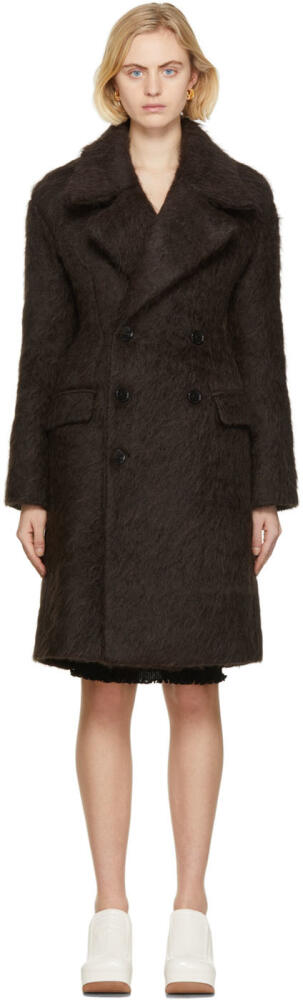 Bottega Veneta Brown Brushed Alpaca Coat Cover