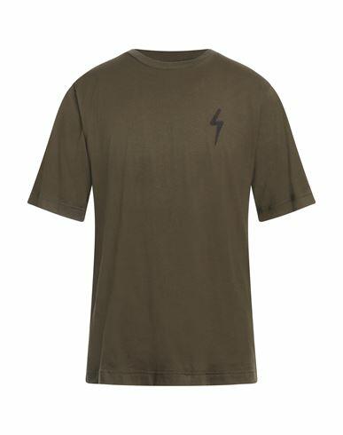 Giuseppe Zanotti Man T-shirt Military green Cotton Cover